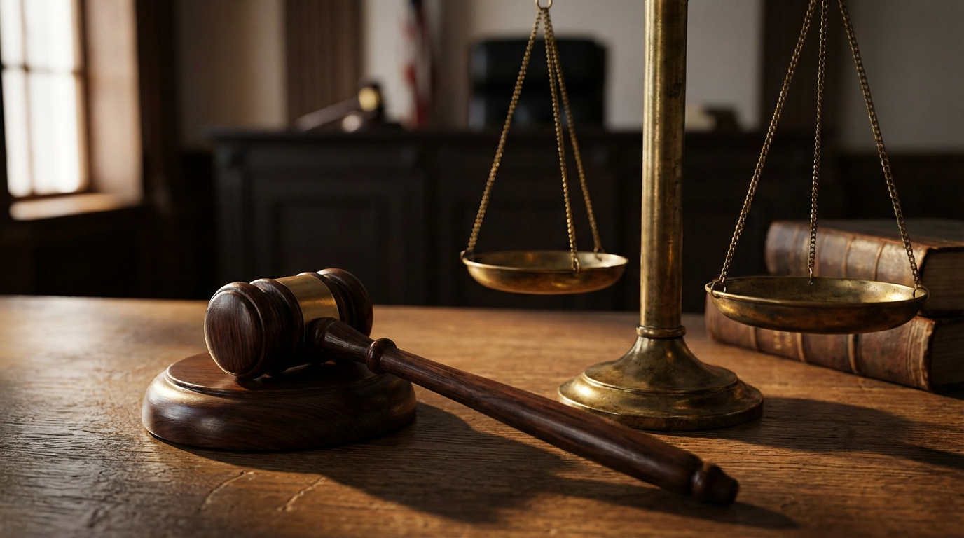 법정 망치와 정의의 저울